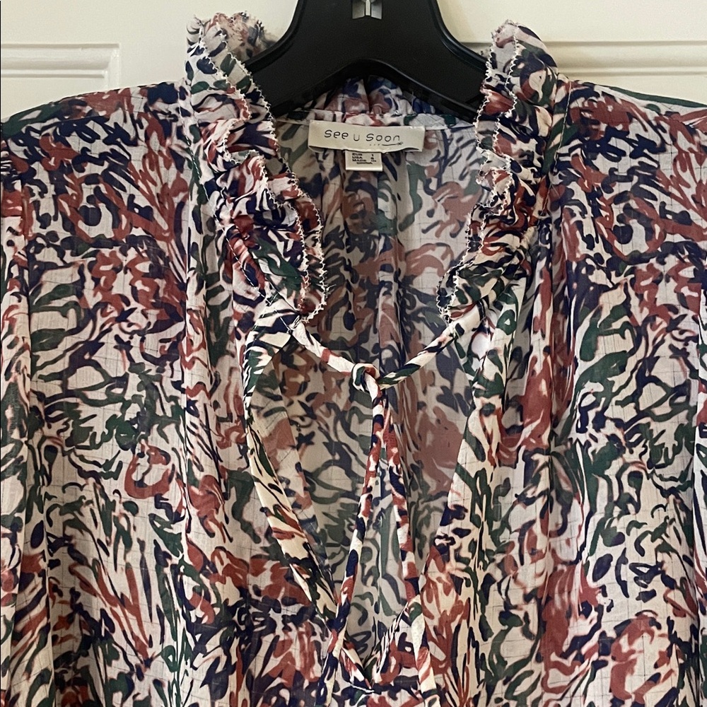 Women's Multicolor Ruffle Blouse - Picture 3 of 6